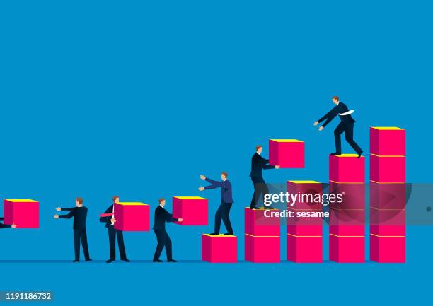 teamwork - building activity stock illustrations