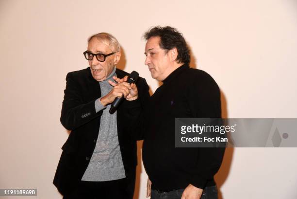 Directors Andre Techine and Thierry Klifa attend Tribute To Andre Techine At Cinema Mac Mahon on November 30, 2019 in Paris, France.
