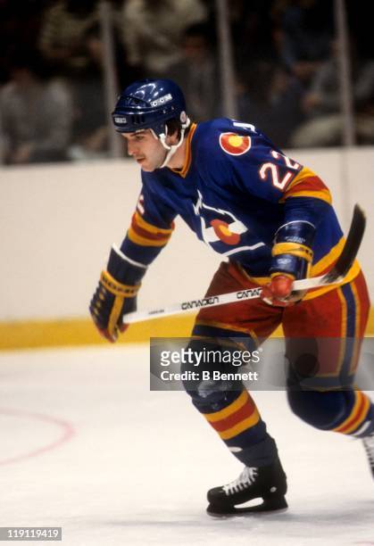 Joel Quenneville of the Colorado Rockies skates on the ice during an NHL game against the New York Rangers on January 14, 1980 at the Madison Square...