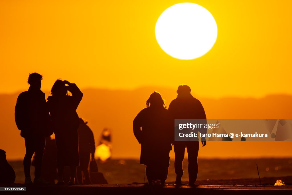 Sunset beach in Kamakura city in Kanagawa prefecture of Japan