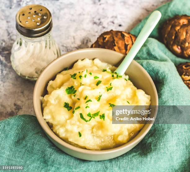 jerusalem artichoke puree - mashed potatoes stock pictures, royalty-free photos & images