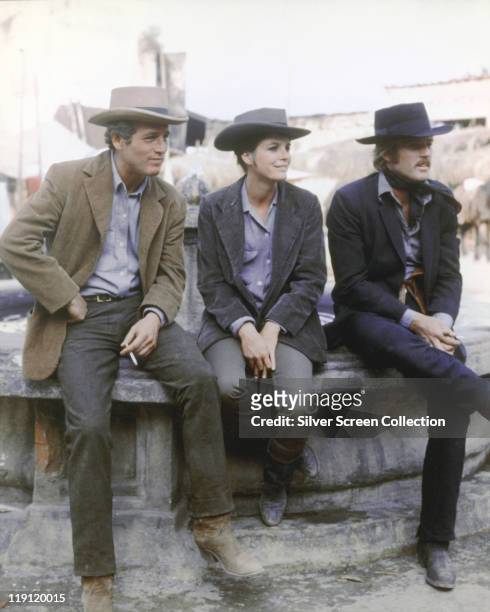 Paul Newman , Robert Redford and Katharine Ross in costume in a publicity still issued for the film, 'Butch Cassidy and the Sundance Kid', USA, 1969....