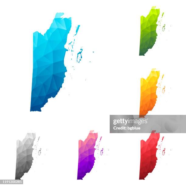 belize map in low poly style - colorful polygonal geometric design - belize stock illustrations