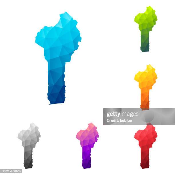ilustrações de stock, clip art, desenhos animados e ícones de benin map in low poly style - colorful polygonal geometric design - porto novo