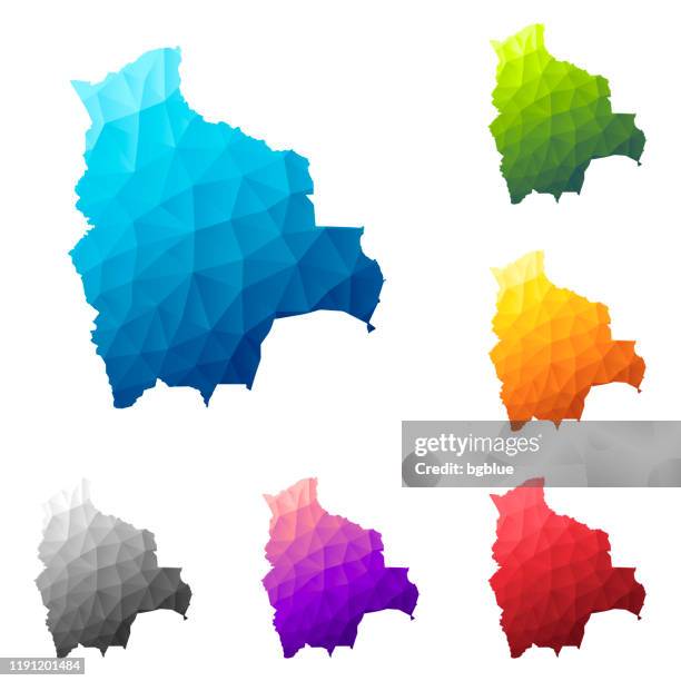 bolivia map in low poly style - colorful polygonal geometric design - sucre bolivia stock illustrations