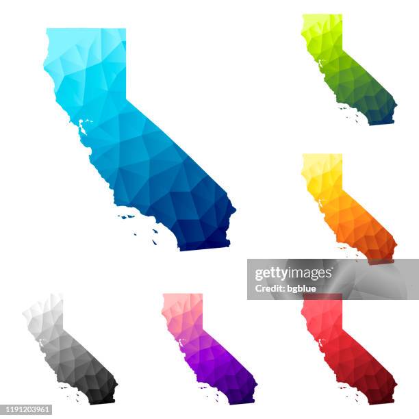 california map in low poly style - colorful polygonal geometric design - california outline stock illustrations