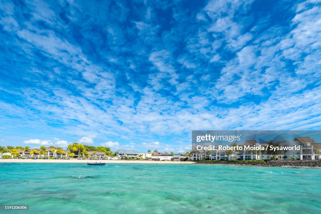 Waterfront luxury resort on tropical beach, Indian Ocean, Mauritius