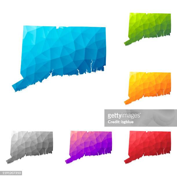 connecticut map in low poly style - colorful polygonal geometric design - bridgeport connecticut stock illustrations