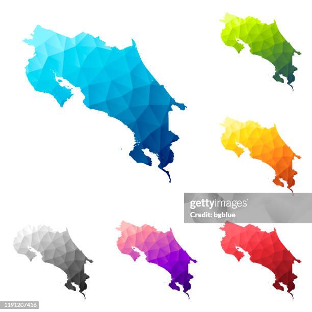 costa rica map in low poly style - colorful polygonal geometric design - costa rica map stock illustrations