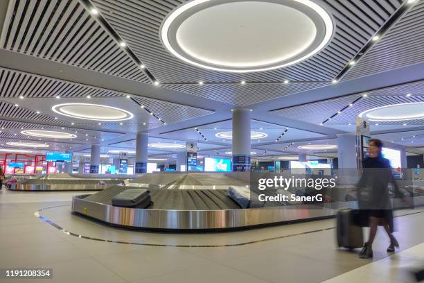 istanbul international airport, baggage claim - istanbul new airport stock pictures, royalty-free photos & images