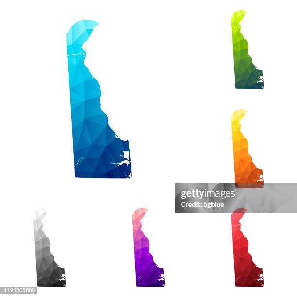 delaware map in low poly style - colorful polygonal geometric design - wilmington delaware stock illustrations