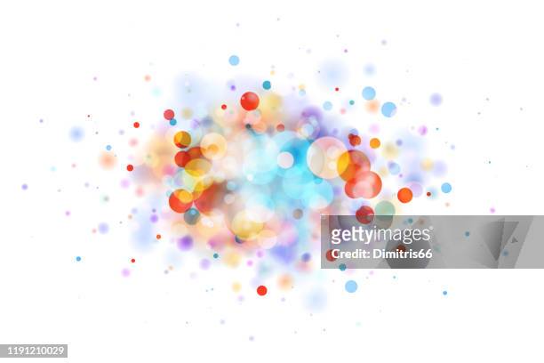 abstract multicolor blob on white made from defocused circles - celebration stock illustrations