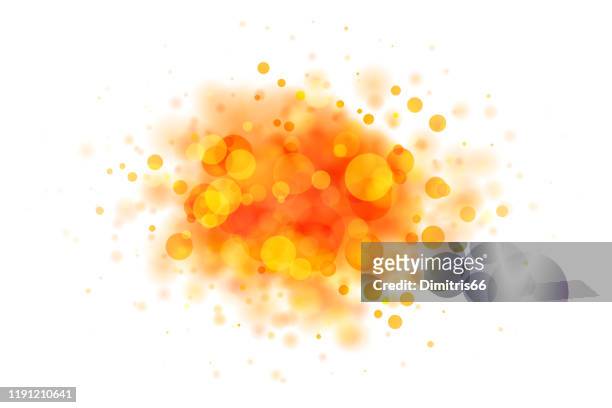 illustrations, cliparts, dessins animés et icônes de blob rouge et jaune abstrait sur le blanc fait des cercles défocalisés - orange couleur