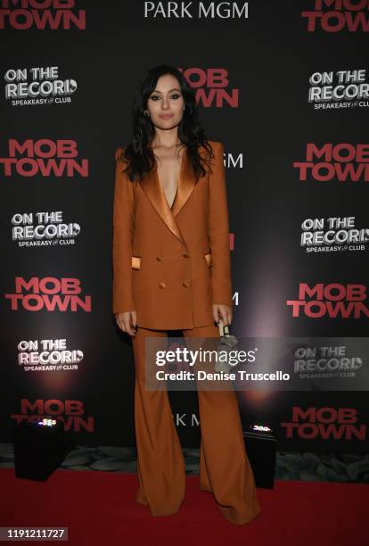 Model/social influencer Marta Pozzan arrives at the "Mob Town" Exclusive Vegas Screening After-Party at On The Record Speakeasy and Club in Park MGM...