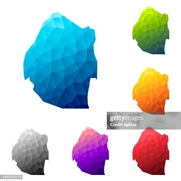 eswatini map in low poly style - colorful polygonal geometric design - swaziland stock illustrations