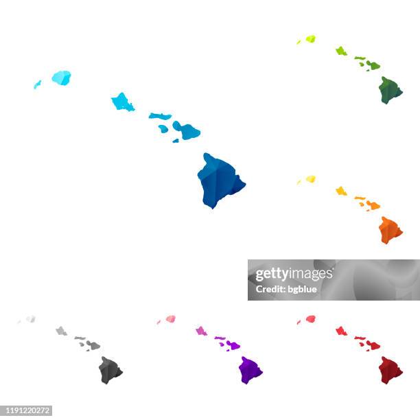 hawaii map in low poly style - colorful polygonal geometric design - honolulu stock illustrations