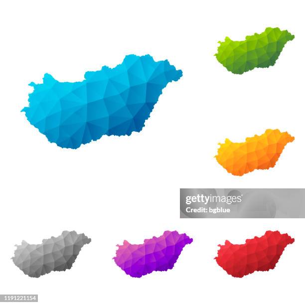 hungary map in low poly style - colorful polygonal geometric design - budapest stock illustrations