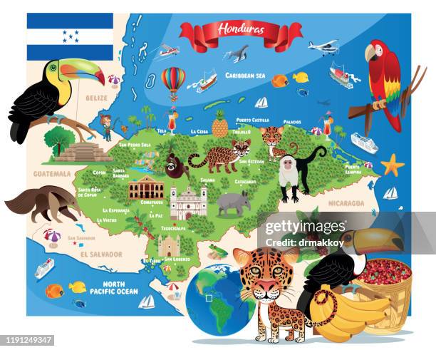 ilustraciones, imágenes clip art, dibujos animados e iconos de stock de honduras map,tegucigalpa, san pedro sula, choloma, la ceiba, el progreso, ciudad choluteca, comayagua, puerto cortez, la lima, danlí, siguatepeque, juticalpa, villanueva, tocoa, tela, santa rosa de copán, olanchito, san lorenzo, - honduras