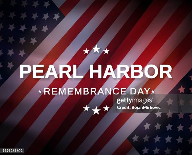 pearl harbor remembrance day poster with usa flag. vector - pearl harbor attack stock illustrations