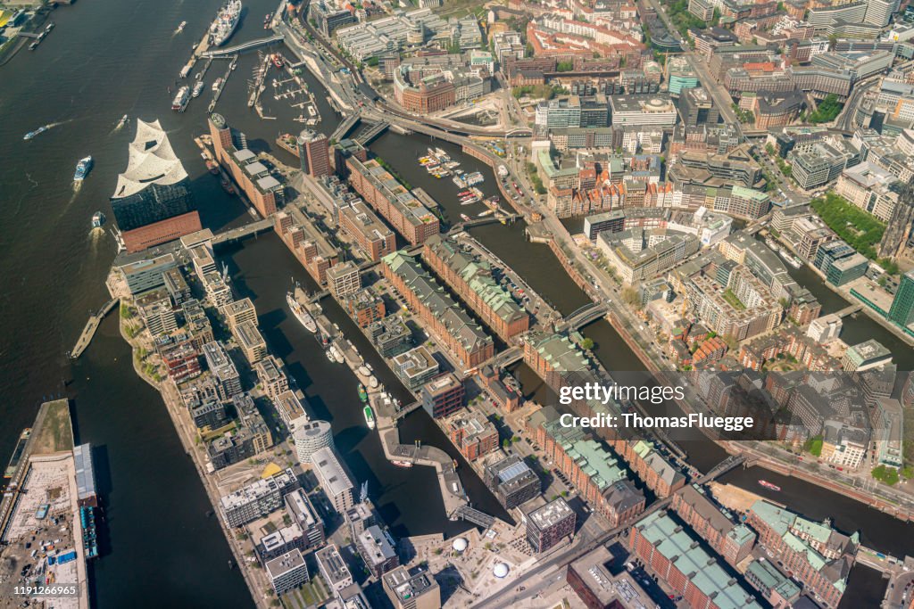 Luftbild von Hamburg-Speicherstadt -HafenCity