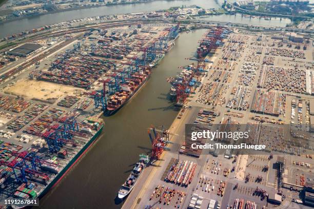 puerto desde el aire - internationale geschäftswelt fotografías e imágenes de stock