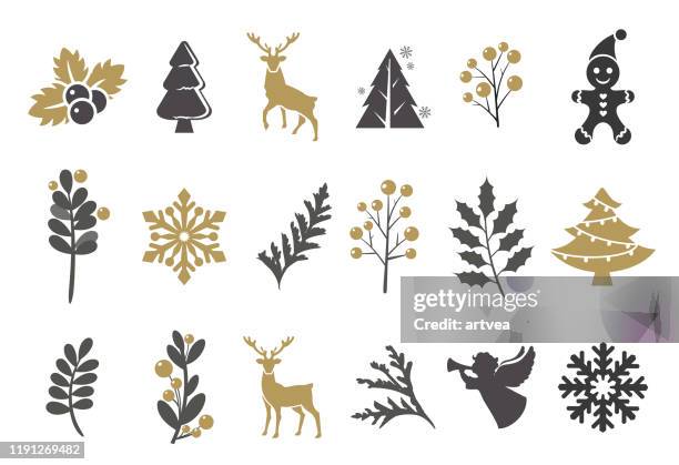 holiday icons set - element stock illustrations