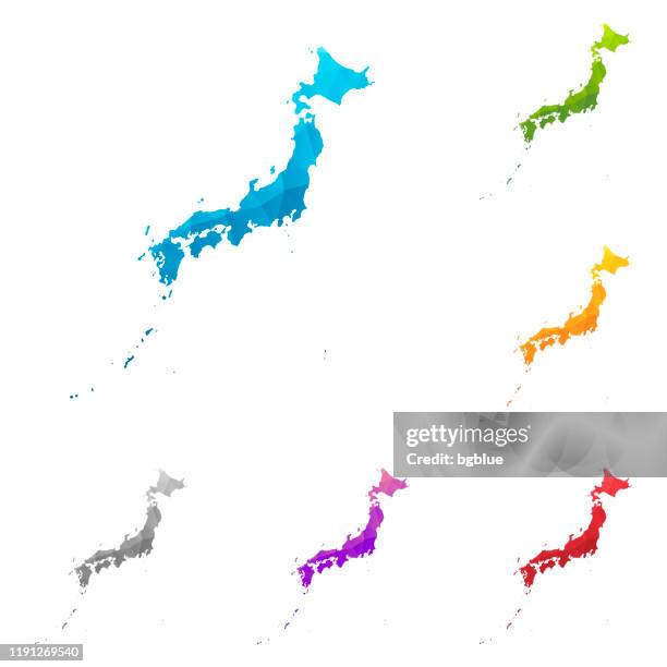 japan map in low poly style - colorful polygonal geometric design - tokyo map stock illustrations