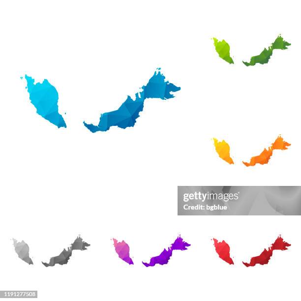 malaysia map in low poly style - colorful polygonal geometric design - malaysia map stock illustrations