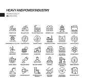 Simple Set of Heavy and Power Industry Related Vector Line Icons. Outline Symbol Collection