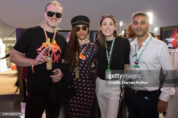 Mr. Maximillion Cooper , his wife, American Rap Artist Eve, guest, and Parag Vidyarthi, managing director of Designer Parfums at the launch of the F1...