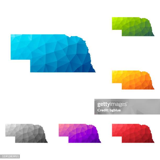 nebraska map in low poly style - colorful polygonal geometric design - omaha vector stock illustrations
