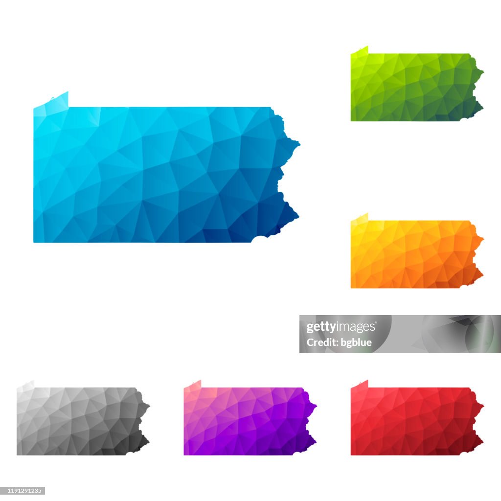 Pennsylvania map in Low Poly style - Colorful polygonal geometric design