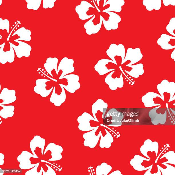 hibiscus flower pattern - hibiscus stock illustrations