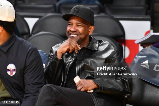 Denzel Washington attends a basketball game between the Los Angeles Lakers and the Dallas Mavericks at Staples Center on December 01, 2019 in Los...
