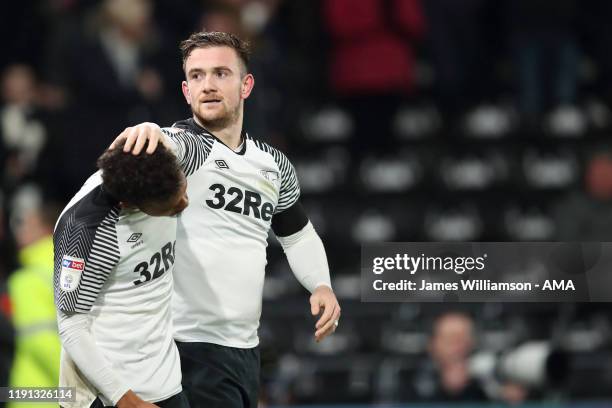 Jack Marriott of Derby County celebrates after scoring a goal to make it 1-0 during the Sky Bet Championship match between Derby County and Barnsley...