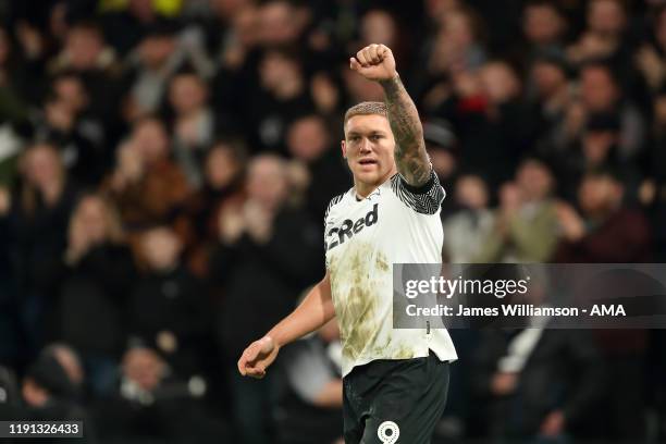 Martyn Waghorn of Derby County celebrates after scoring a goal to make it 2-1 during the Sky Bet Championship match between Derby County and Barnsley...