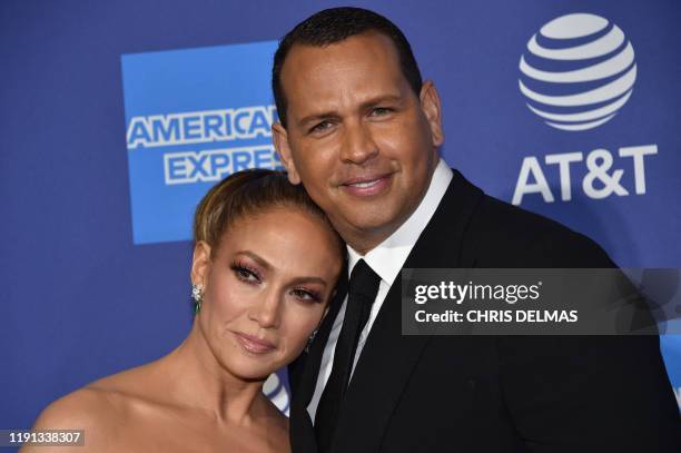 Actress Jennifer Lopez and partner US former baseball player Alex Rodriguez arrive for the 31st Annual Palm Springs International Film Festival...