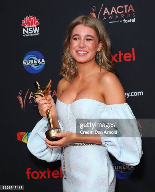 Asha Boswarva attends the 2019 AACTA Awards Presented by Foxtel | Industry Luncheon at The Star on December 02, 2019 in Sydney, Australia.