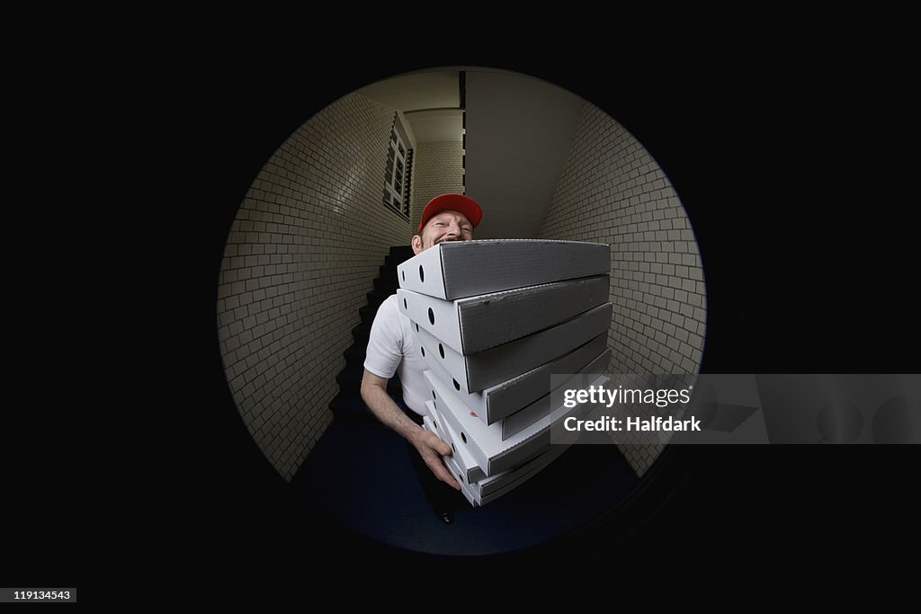 A pizza delivery man, portrait