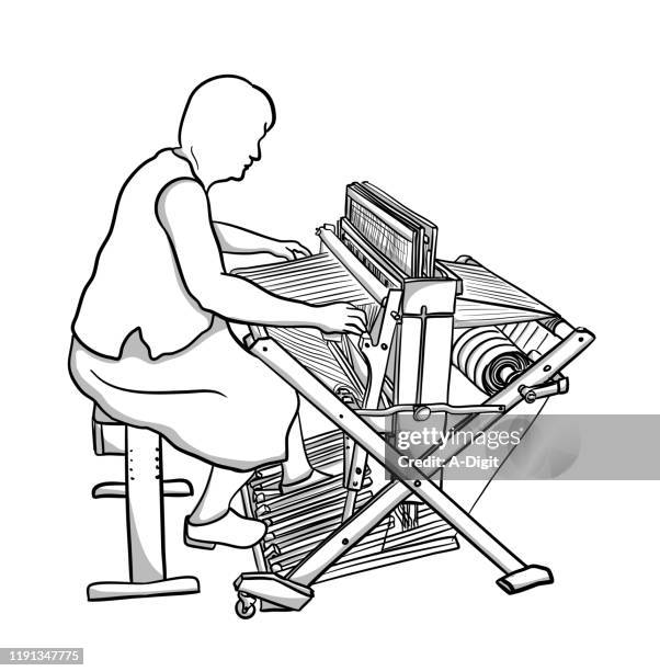 weben mit einem loom - schussfaden stock-grafiken, -clipart, -cartoons und -symbole