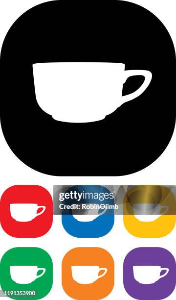 teacup icon set 4 - green tea white background stock illustrations
