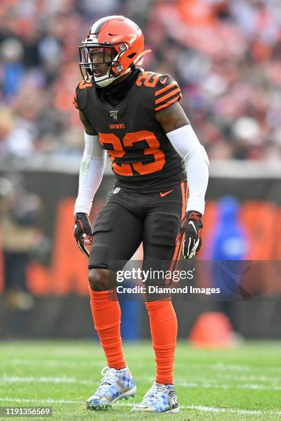 Free safety Damarious Randall of the Cleveland Browns waits for the snap in the second quarter of a game against the Cincinnati Bengals on December...
