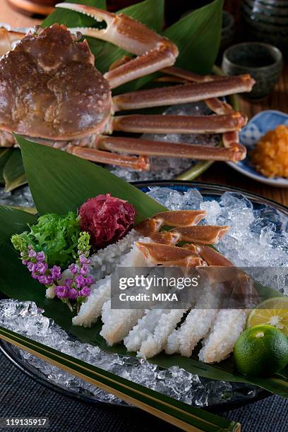 sashimi of echizen-gani - präfektur fukui stock-fotos und bilder