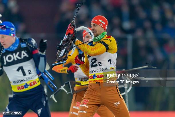 Philipp Nawrath of Germany in action competes during the Biathlon World Team Challenge at Veltins Arena on December 28, 2019 in Gelsenkirchen,...