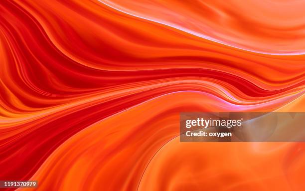 abstract orange fire glowing wave background - fluid color background stockfoto's en -beelden