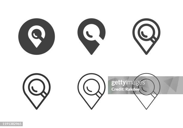 searching location icons - multi series - map pin vector stock illustrations