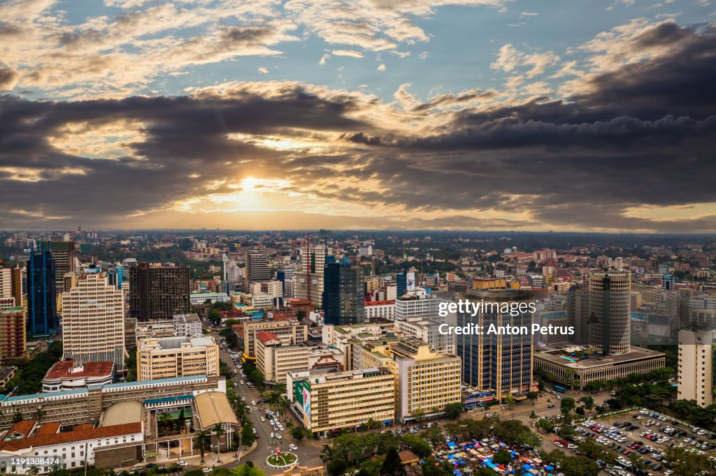 Modern Nairobi cityscape - capital city of Kenya, East Africa
