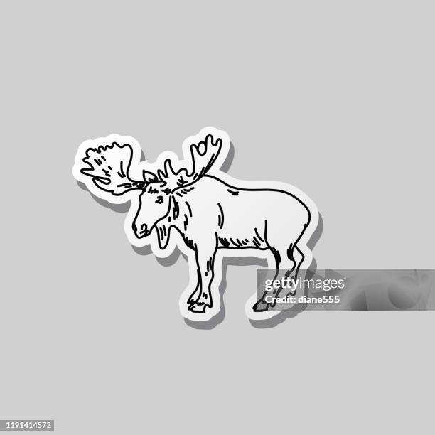moose black and white doodle canada icon - white moose stock illustrations