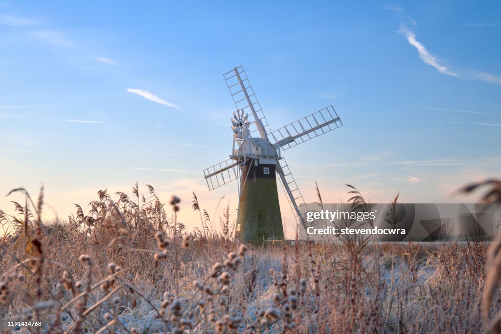 St Benet's Level Windmill on a cold and frosty December morning