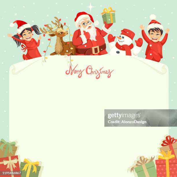 ilustraciones, imágenes clip art, dibujos animados e iconos de stock de carta para santa claus. diseño navideño. - christmas letter